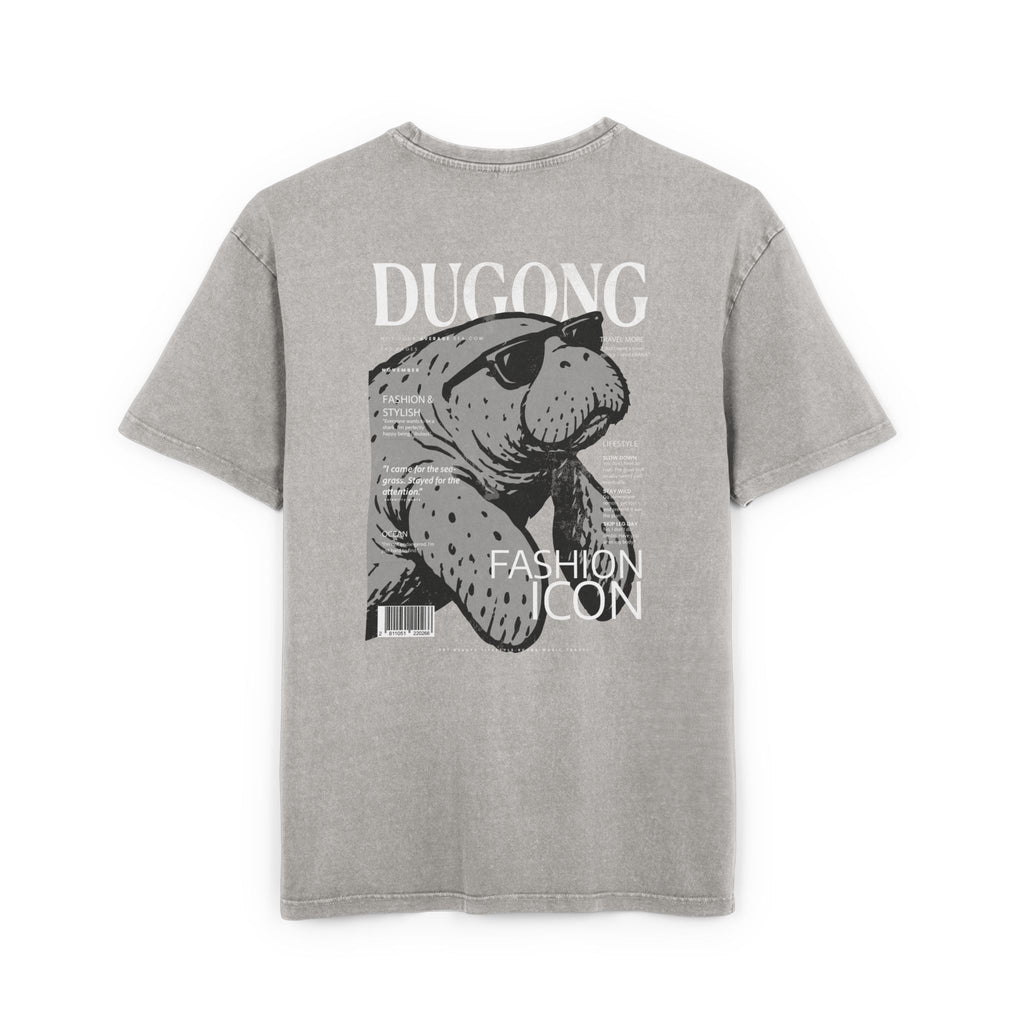Dugong Fashion Icon Graphic Tee — Acid-Wash Oversized Men’s Shirt