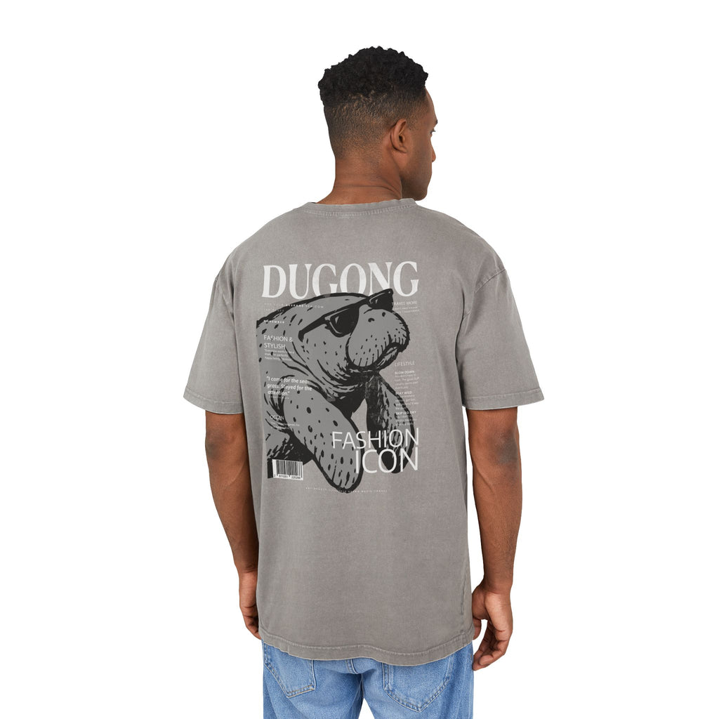 Dugong Fashion Icon Graphic Tee — Acid-Wash Oversized Men’s Shirt