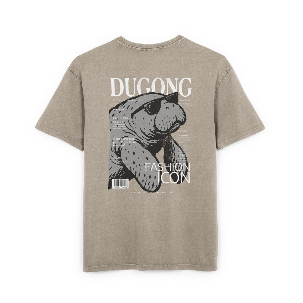 Dugong Fashion Icon Graphic Tee — Acid-Wash Oversized Men’s Shirt
