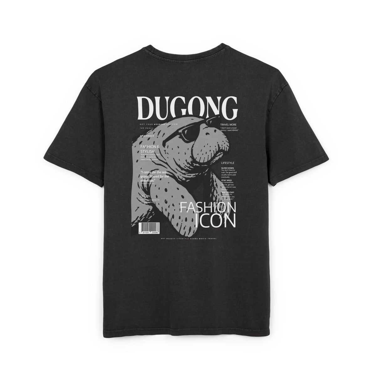 Dugong Fashion Icon Graphic Tee — Acid-Wash Oversized Men’s Shirt