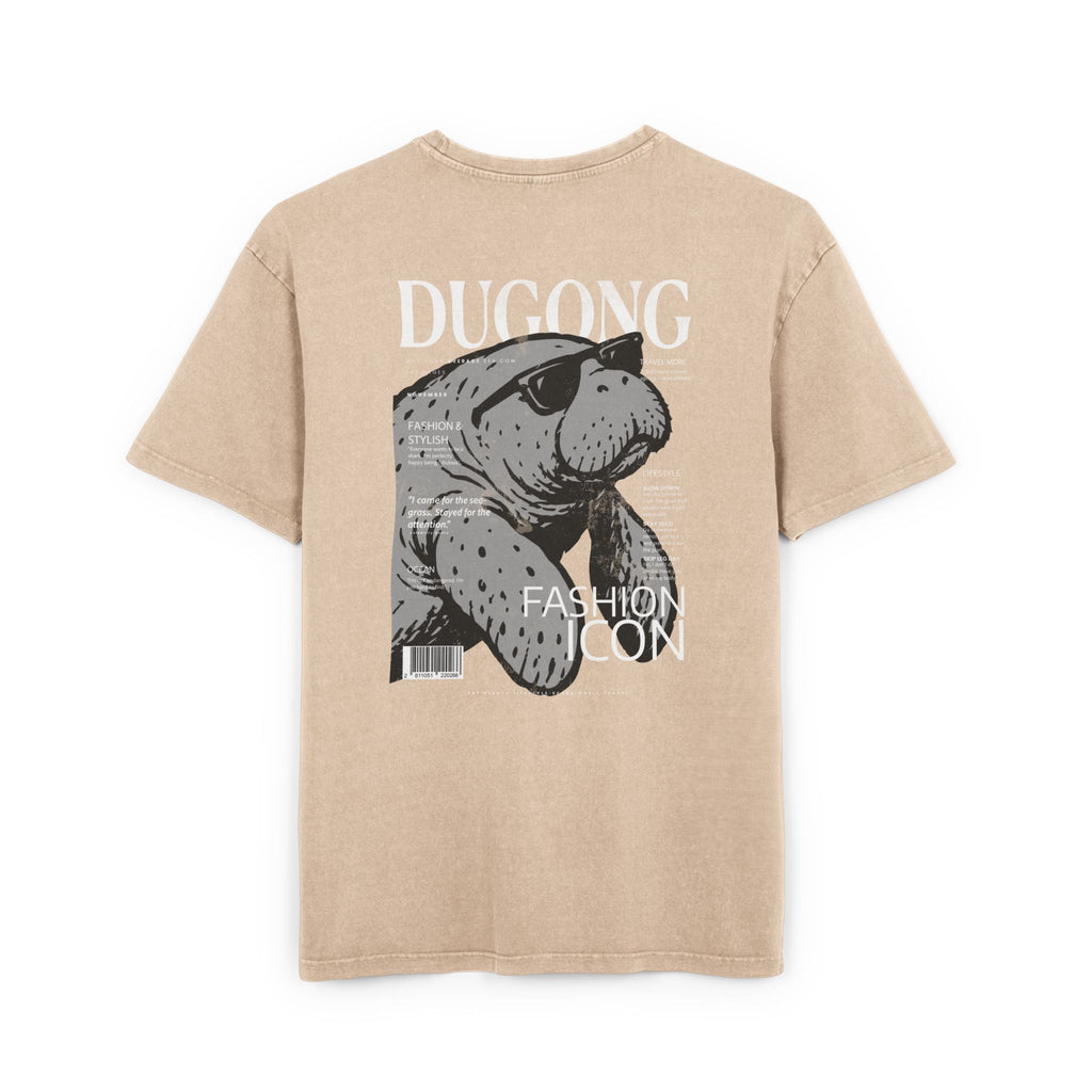 Dugong Fashion Icon Graphic Tee — Acid-Wash Oversized Men’s Shirt